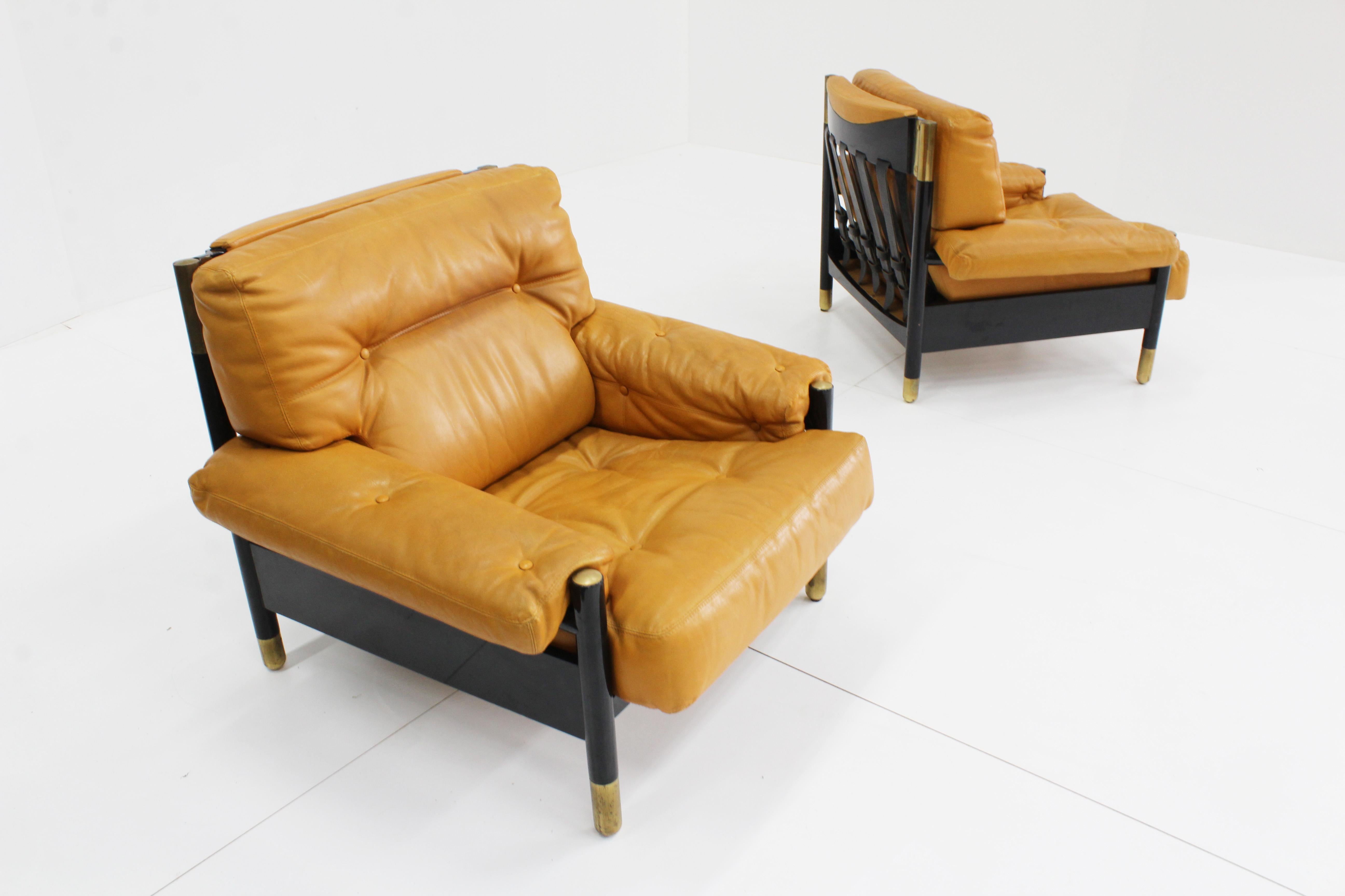 Pair of Leather Sella Armchairs by Carlo de Carli for Sormani, Italy, 1960s 6