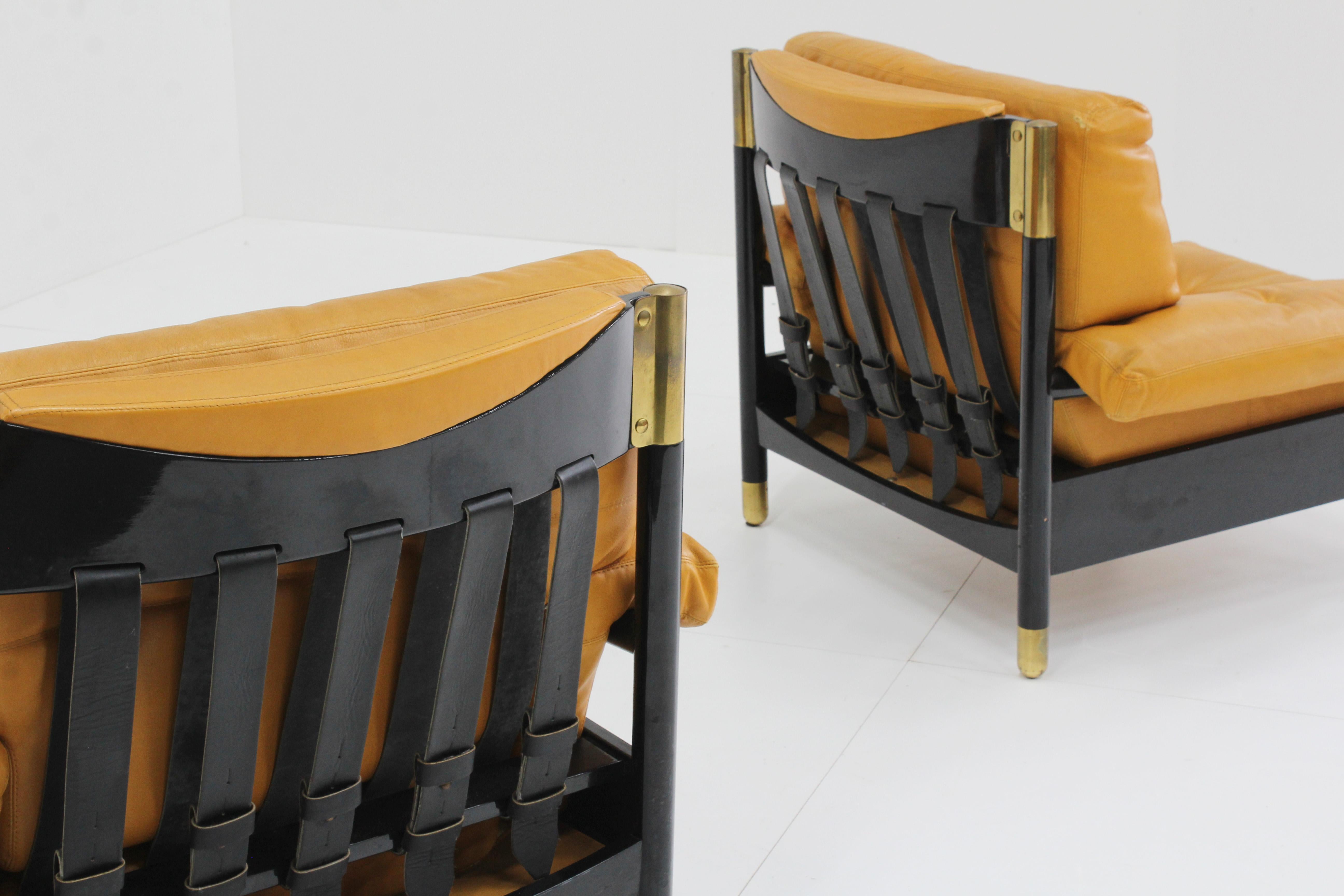 Pair of Leather Sella Armchairs by Carlo de Carli for Sormani, Italy, 1960s 3
