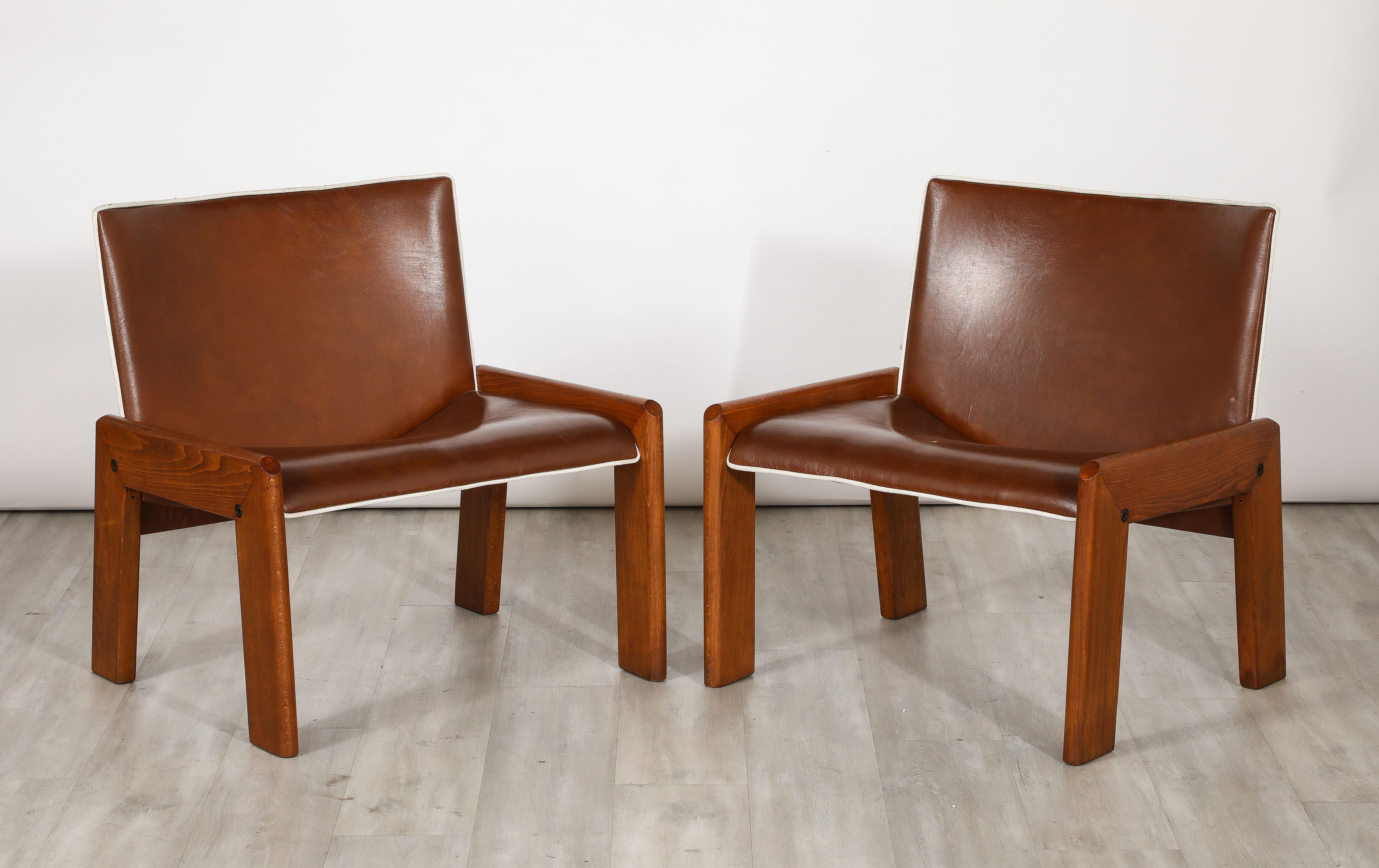 Pair of Leather Side Chairs by B&T Salotti, Italy, circa 1970 For Sale 7