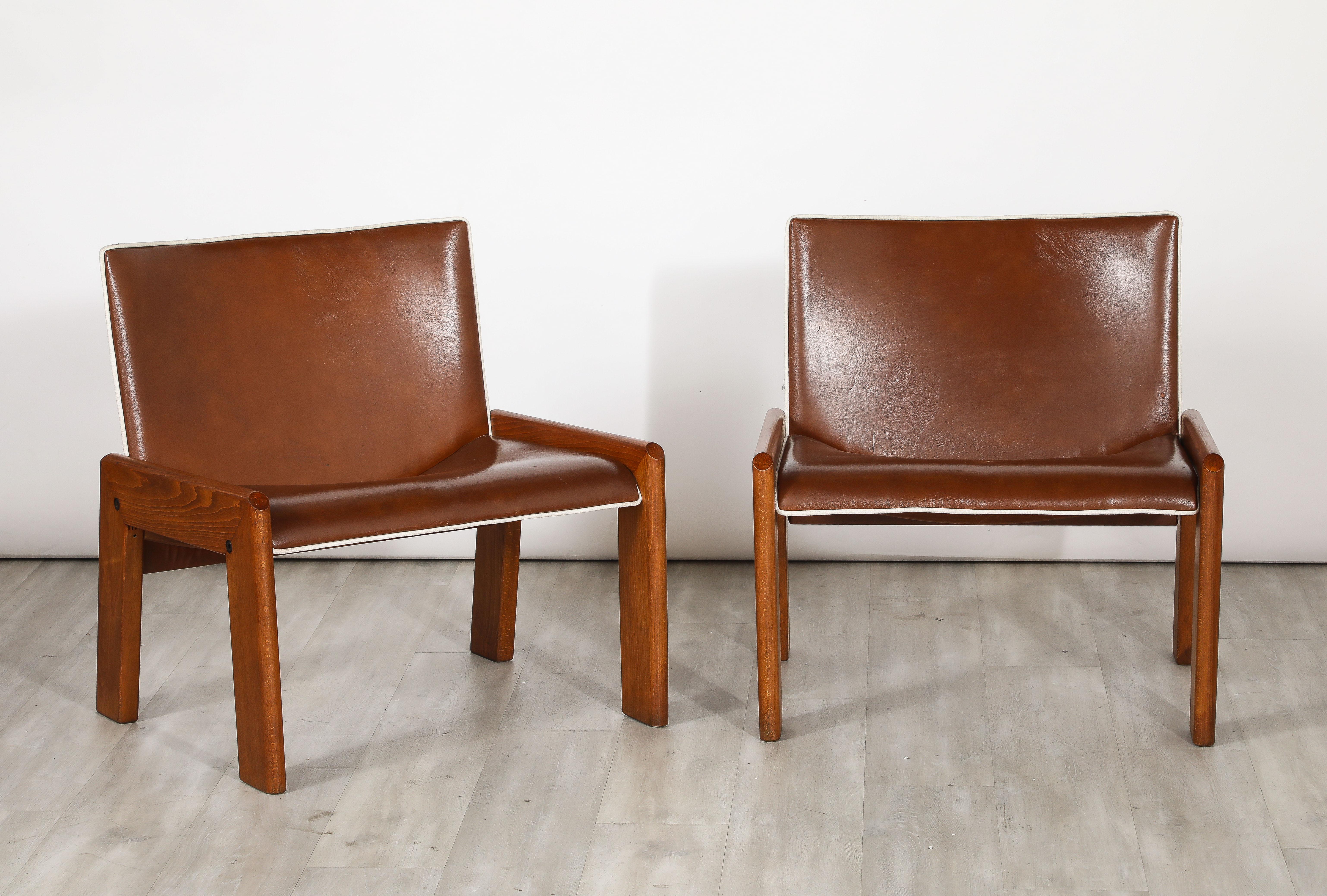 Pair of Leather Side Chairs by B&T Salotti, Italy, circa 1970 For Sale 8