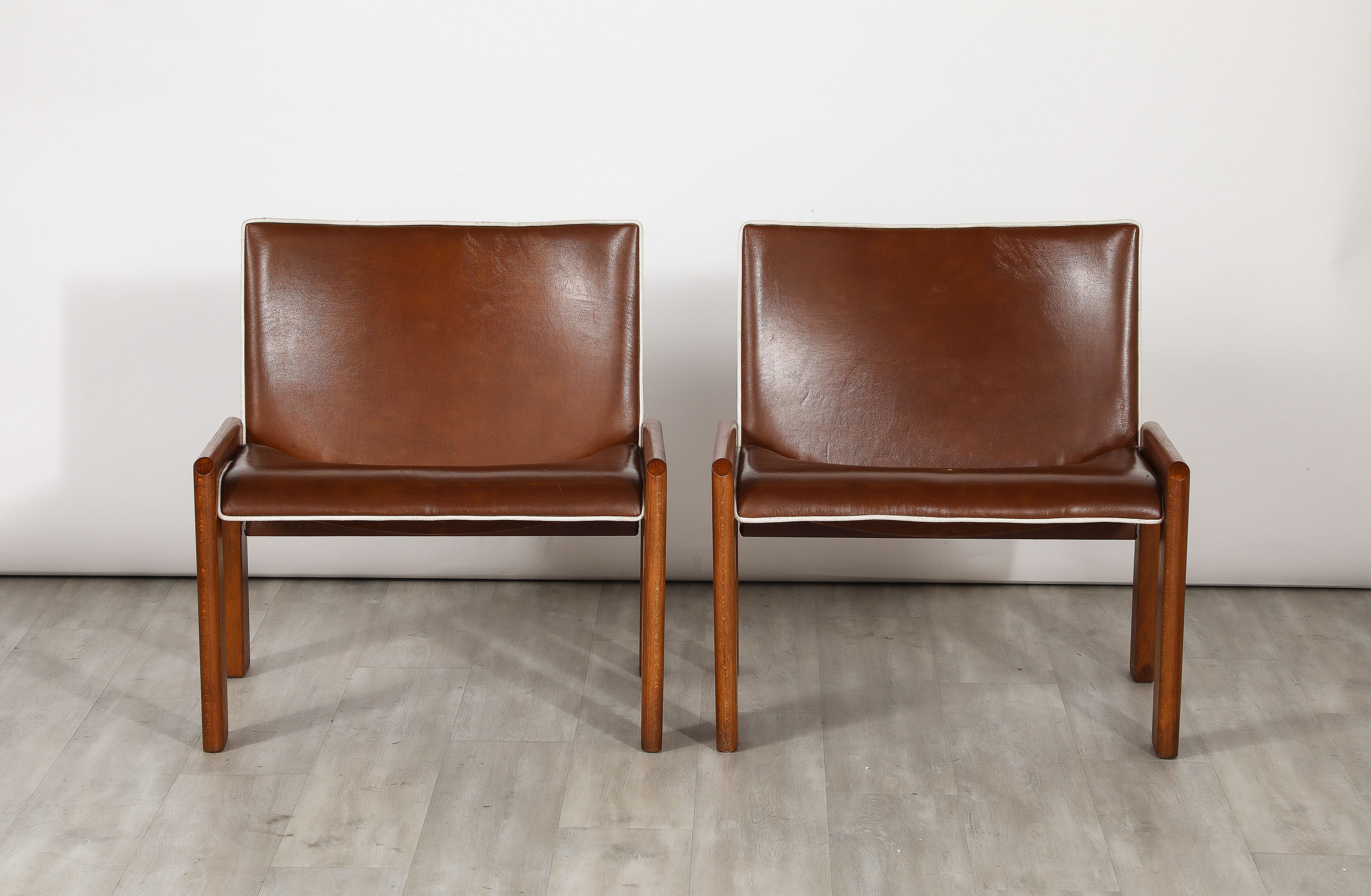Pair of Leather Side Chairs by B&T Salotti, Italy, circa 1970 For Sale 9
