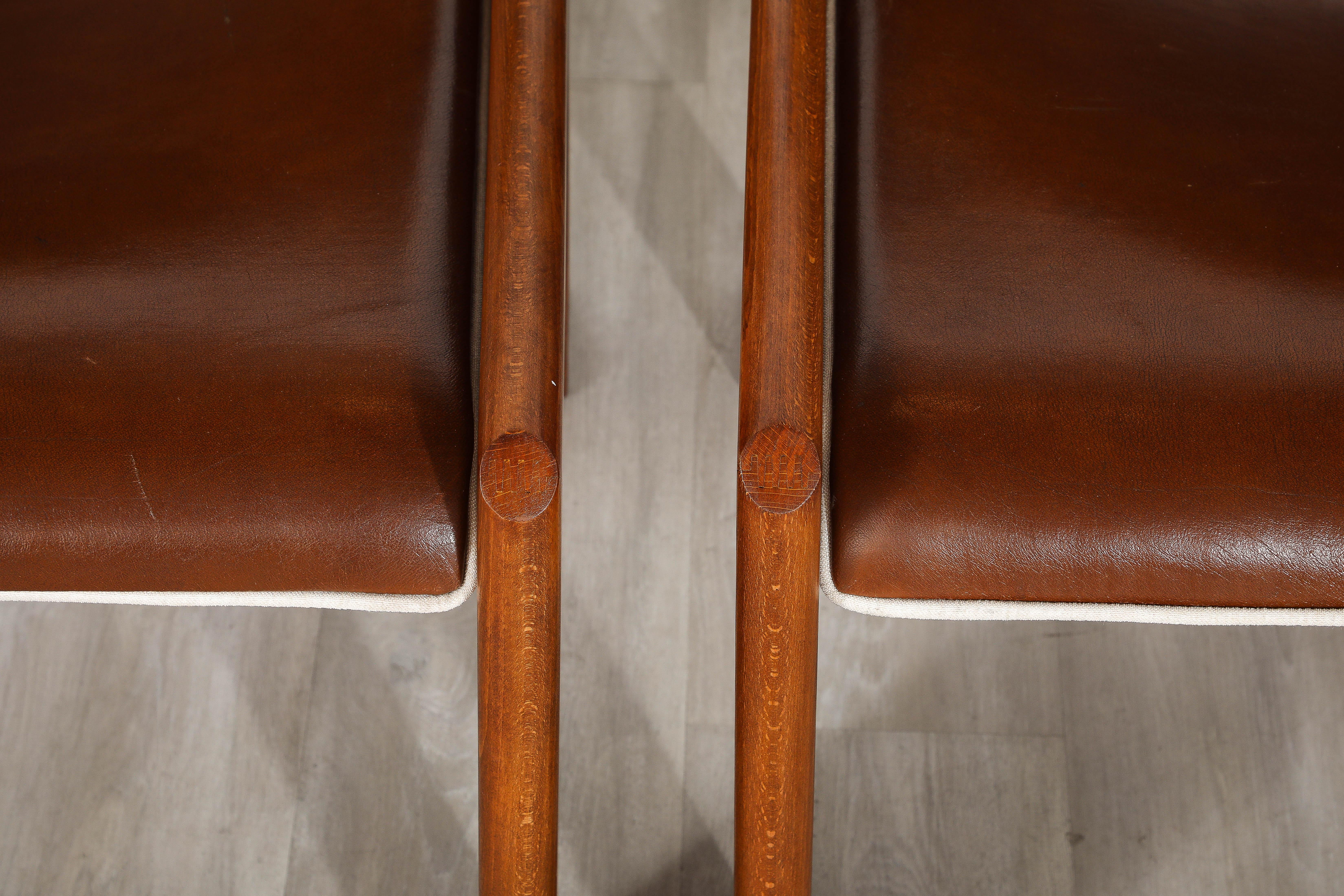 Pair of Leather Side Chairs by B&T Salotti, Italy, circa 1970 For Sale 10