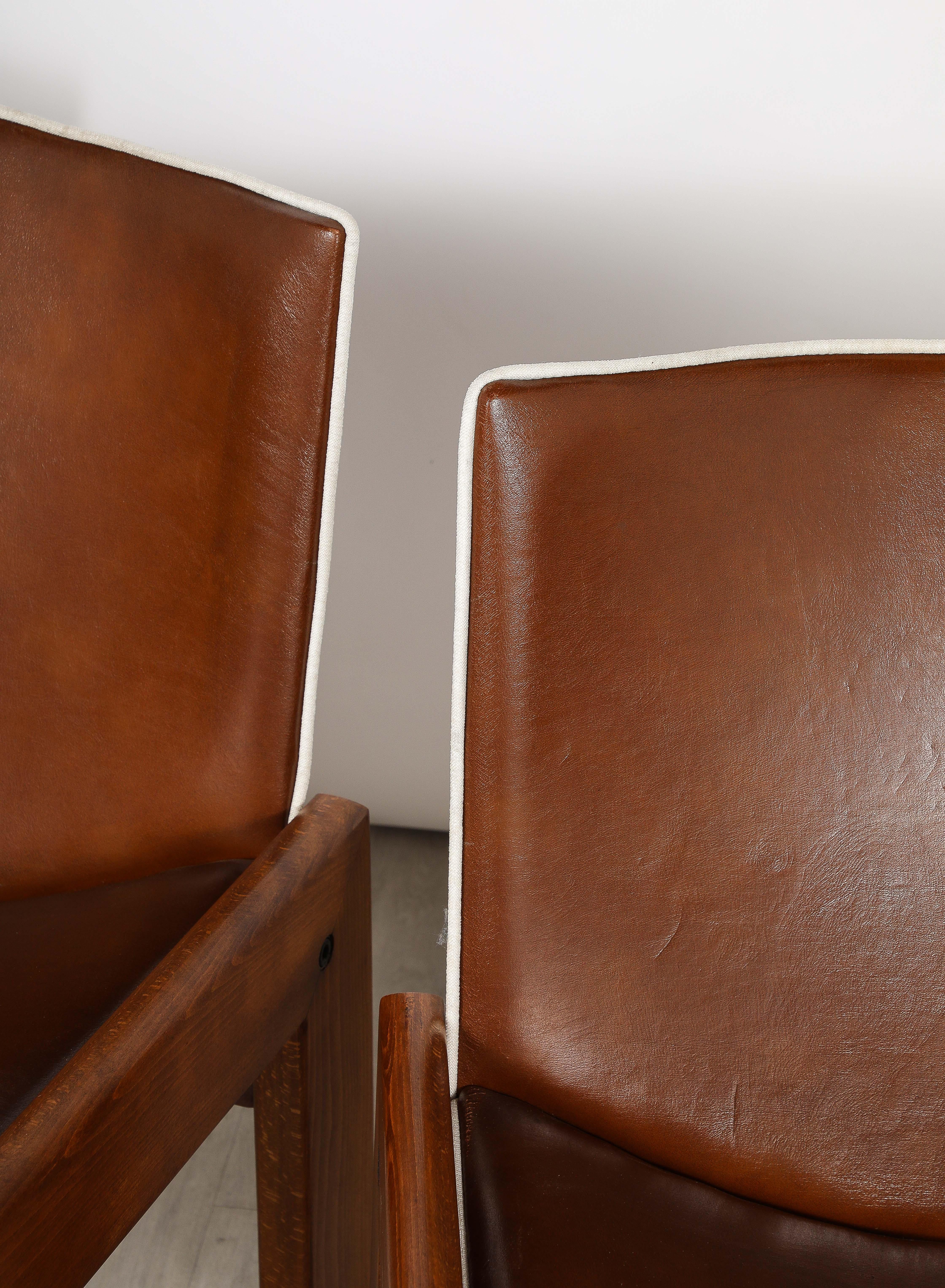 Pair of Leather Side Chairs by B&T Salotti, Italy, circa 1970 For Sale 11