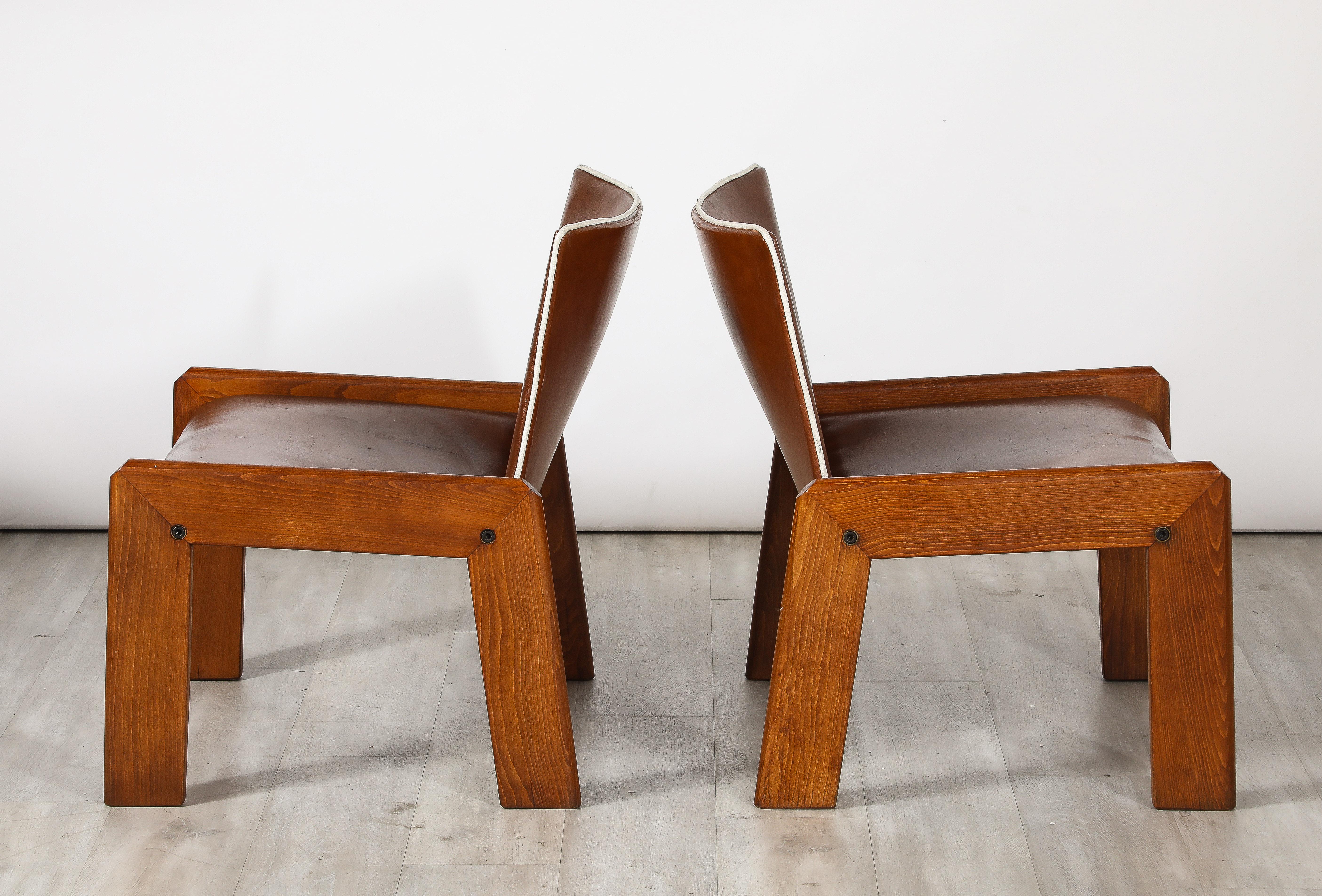 Pair of Leather Side Chairs by B&T Salotti, Italy, circa 1970 For Sale 1