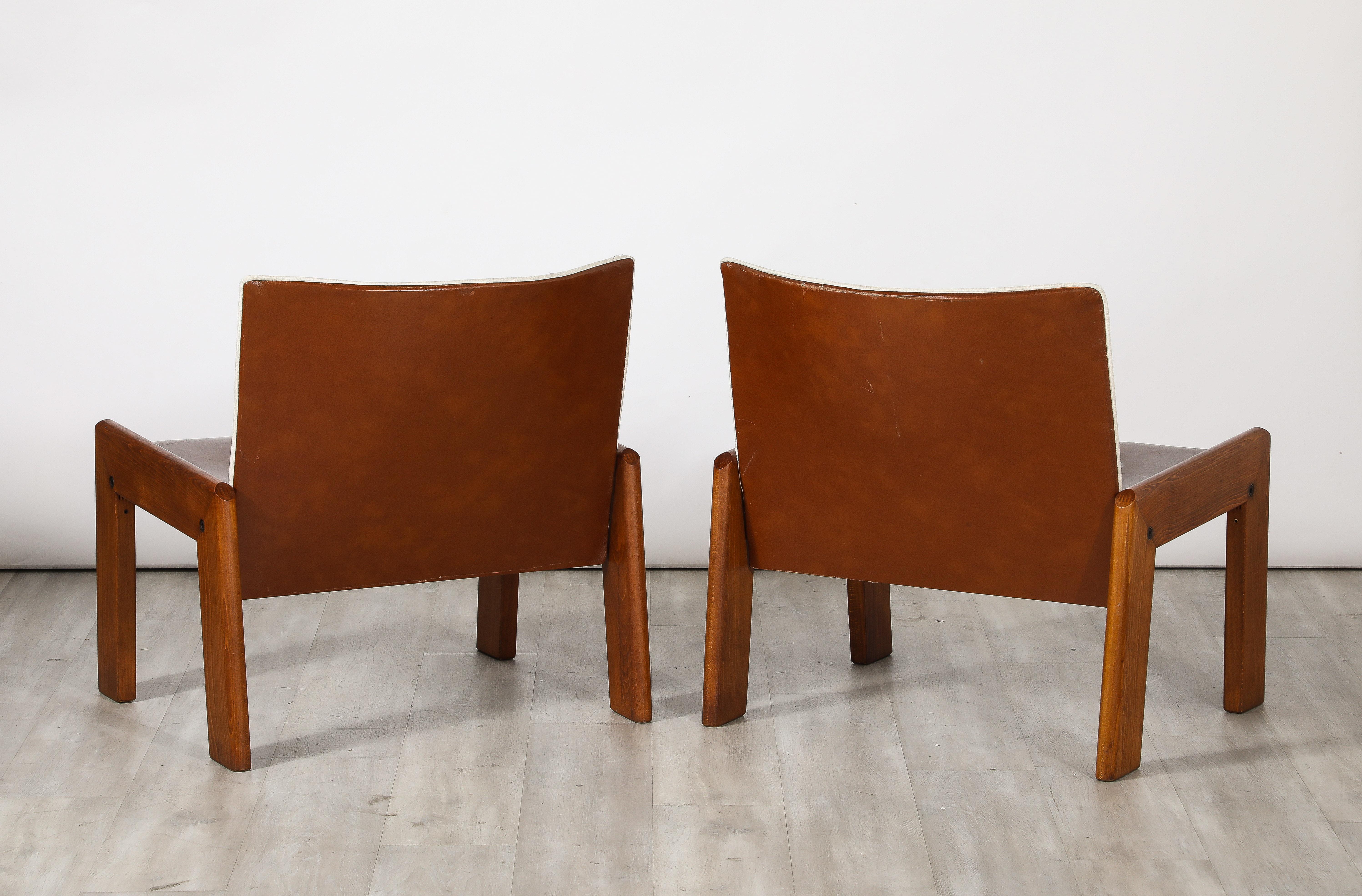 Pair of Leather Side Chairs by B&T Salotti, Italy, circa 1970 For Sale 2