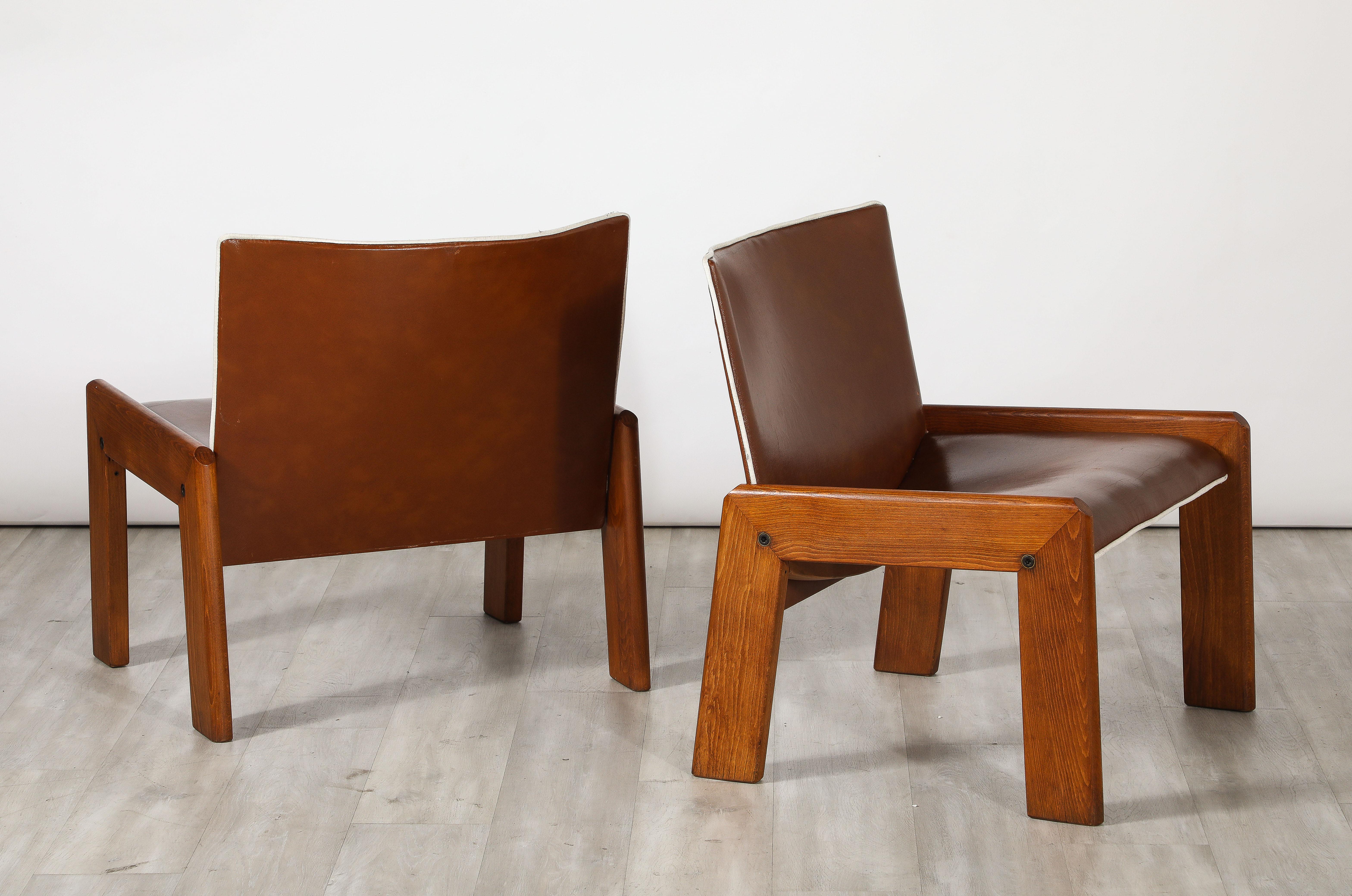Pair of Leather Side Chairs by B&T Salotti, Italy, circa 1970 For Sale 3