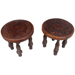 Pair of Leather Side Tables by Angel Pazmino Voor Muebles De Estilo
