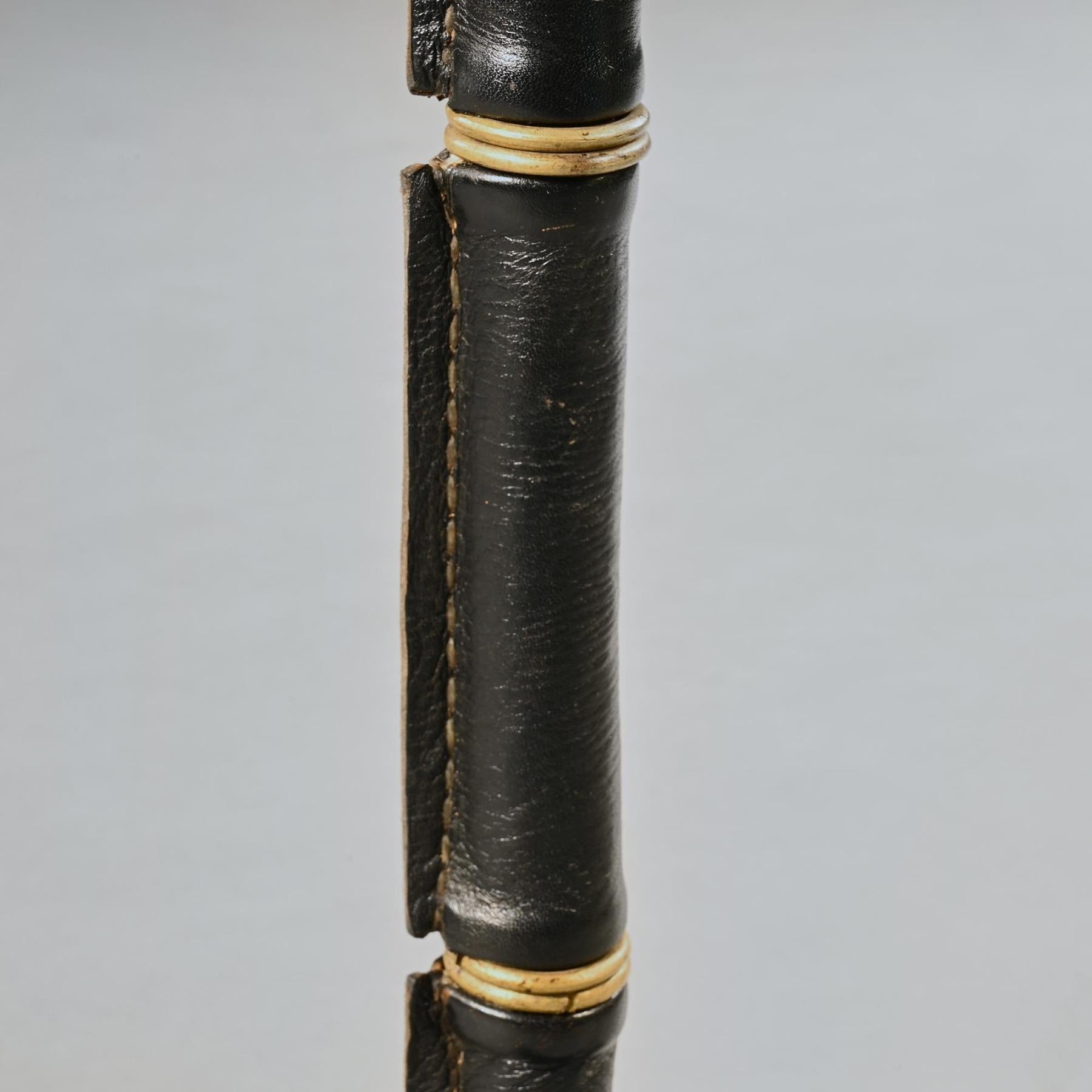 20th Century Pair of Leather Simulated Bamboo Table Lamps Attributed to Jacques Adnet For Sale