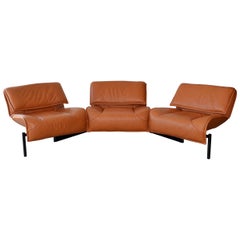 Vintage Pair of Leather Sofas or Couches by Vico Magistretti for Cassina, Italy, 1980's