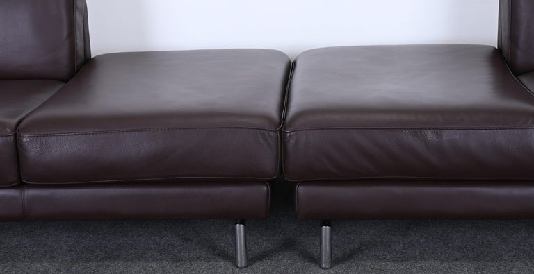 Modern Pair of Leather Sofas by Maurice Villency, 20th Century For Sale