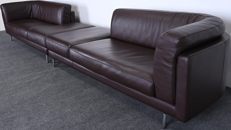 Italian Pair of Leather Sofas by Maurice Villency, 20th Century For Sale