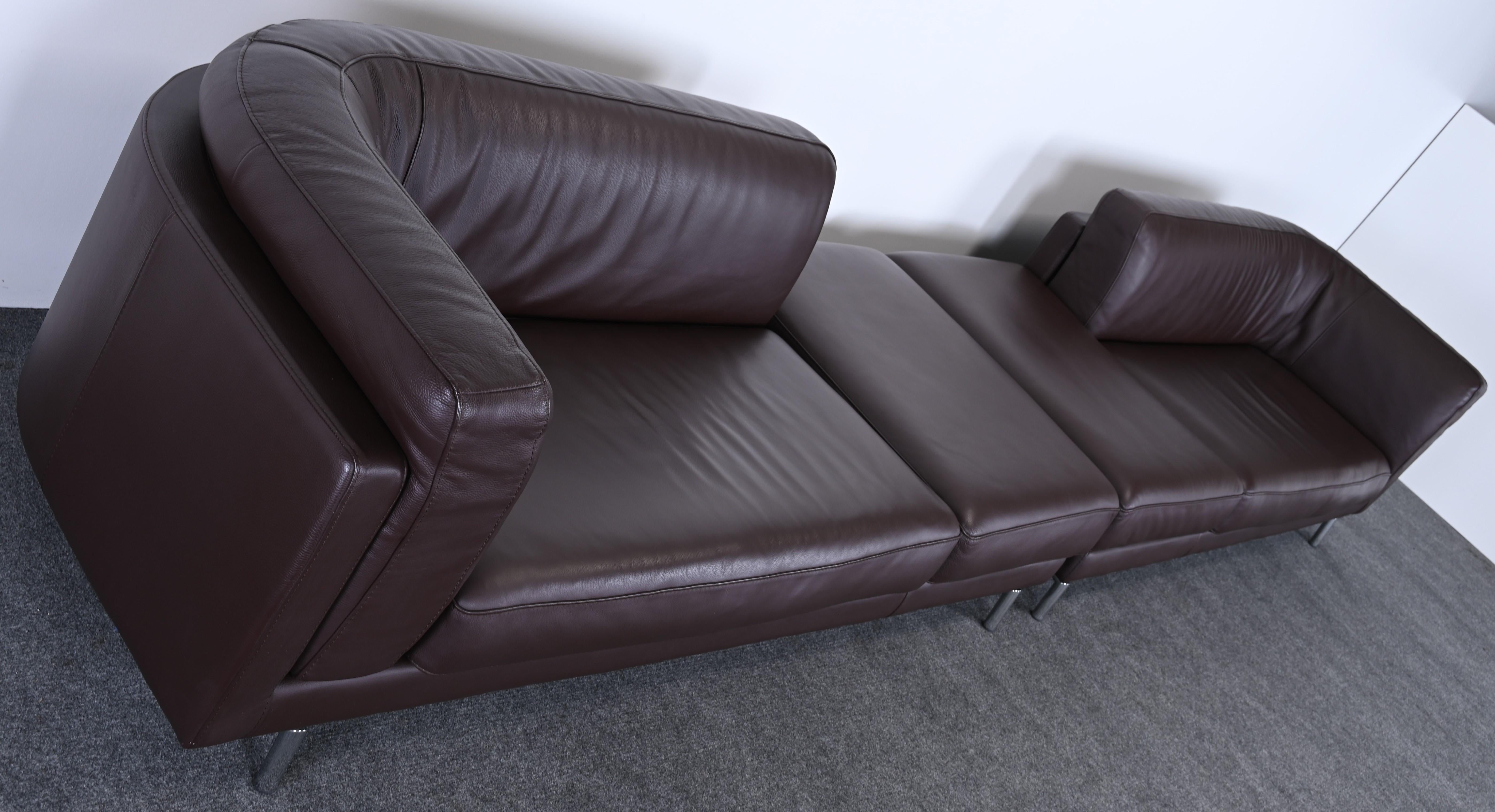 Modern Pair of Leather Sofas by Maurice Villency, 20th Century