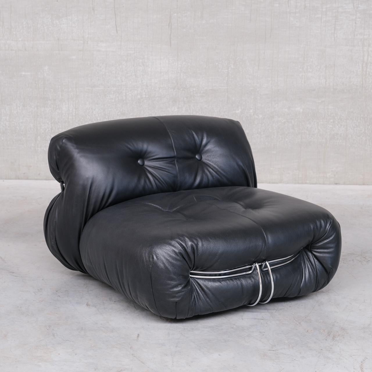 Pair of Leather Soriana Lounge Chairs by Scarpa for Cassina 9