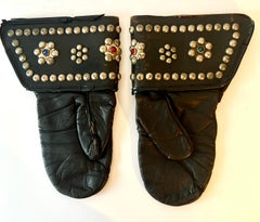 Paar Motorradgabel mit Nieten aus Leder im Stil von Harley Davidson