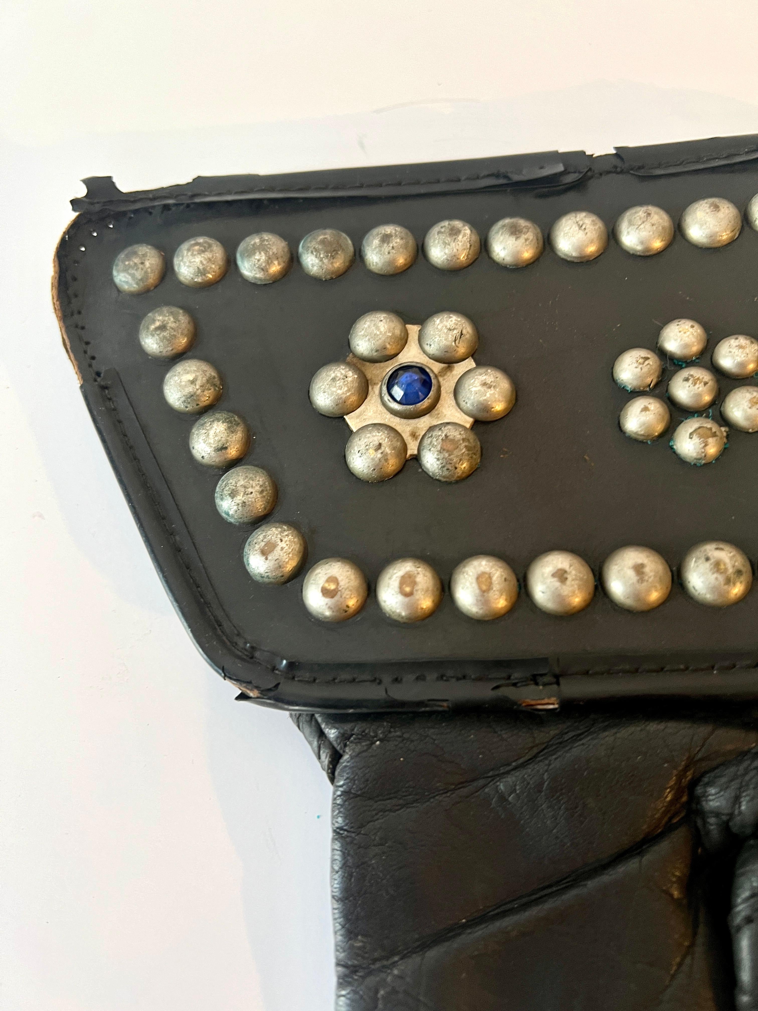 Pair of Leather Studded Motorcycle Gauntlet in the Style of Harley Davidson For Sale 1