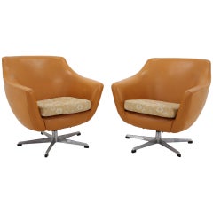 Pair of Leatherette Swivel Chairs, 1970s