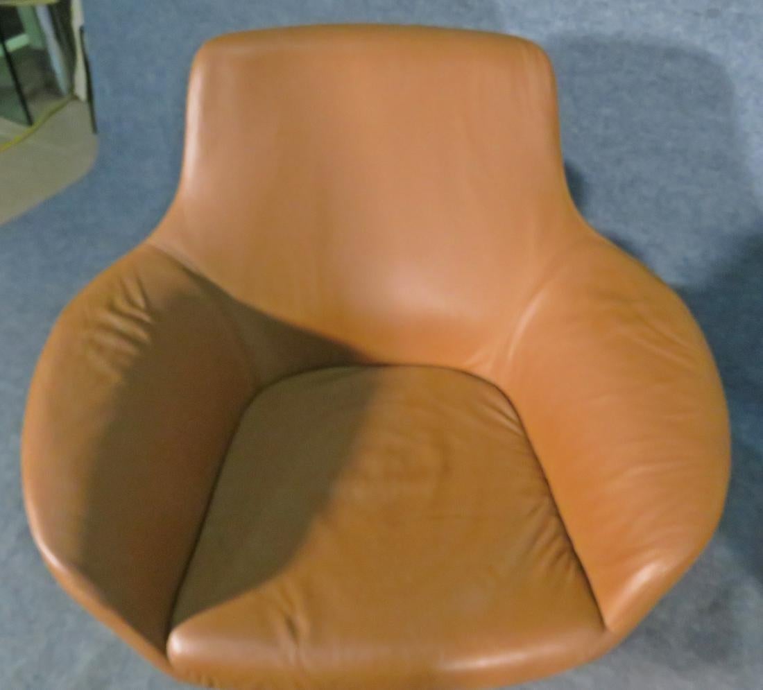 Metal Pair of Leather Swivel Chairs by Coalesse For Sale