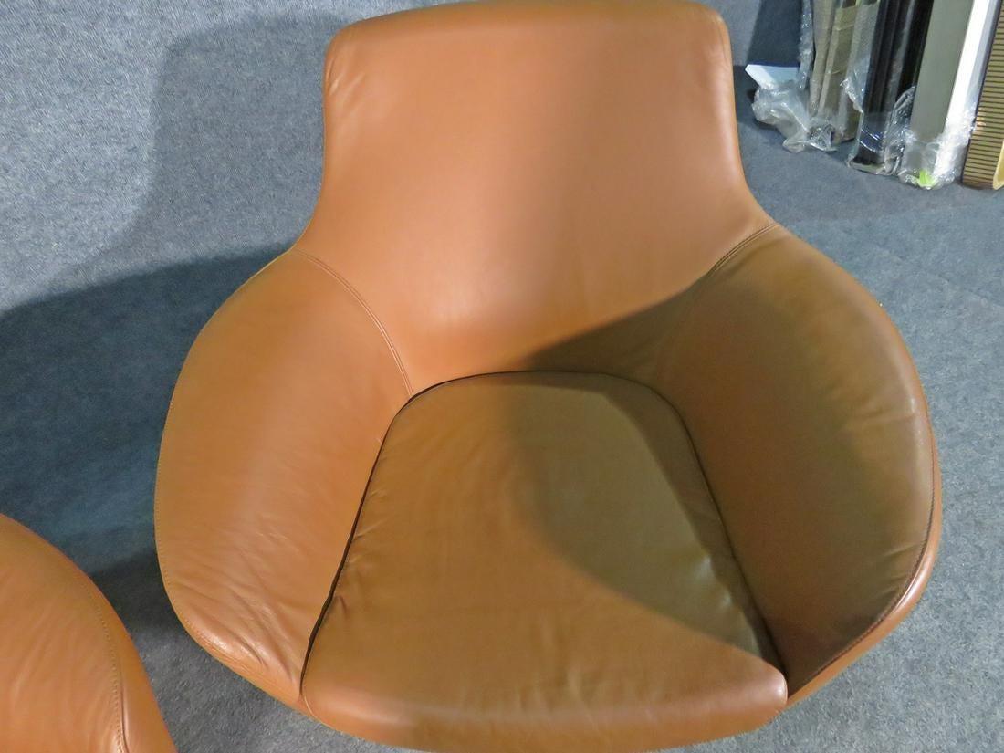 Pair of Leather Swivel Chairs by Coalesse For Sale 1