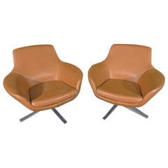 Pair of Leather Swivel Chairs by Coalesse