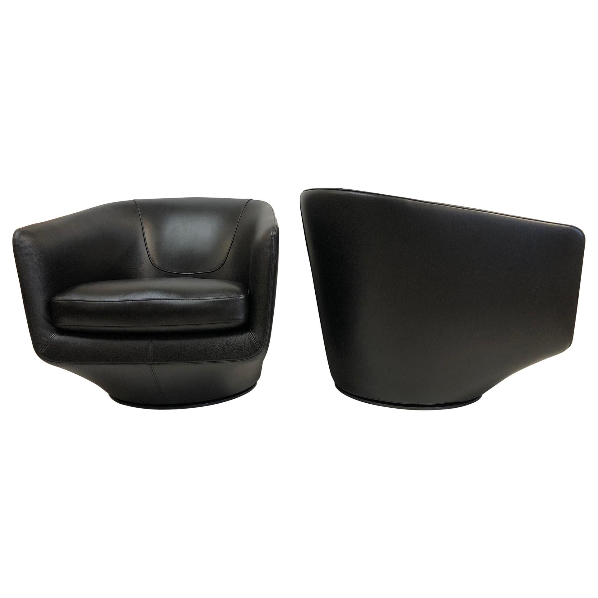 Leather Lounge Chair on Swivel by Strassle For Sale at 1stDibs