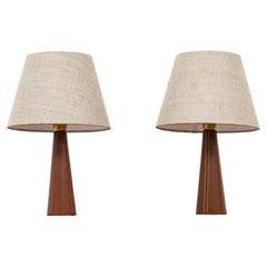 Pair of Leather Table Lamps in the Style of Lisa Johansson Pape, Scandinavian