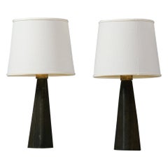 Pair of Leather Table Lamps, Lisa Johansson-Pape, Orno Oy, 1960s