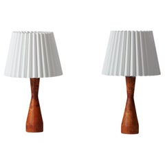 Pair of Leather Table Lamps, Lisa Johansson-Pape, Orno Oy, 1960s