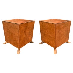 Pair of Leather Tables with Shoe Form Feet