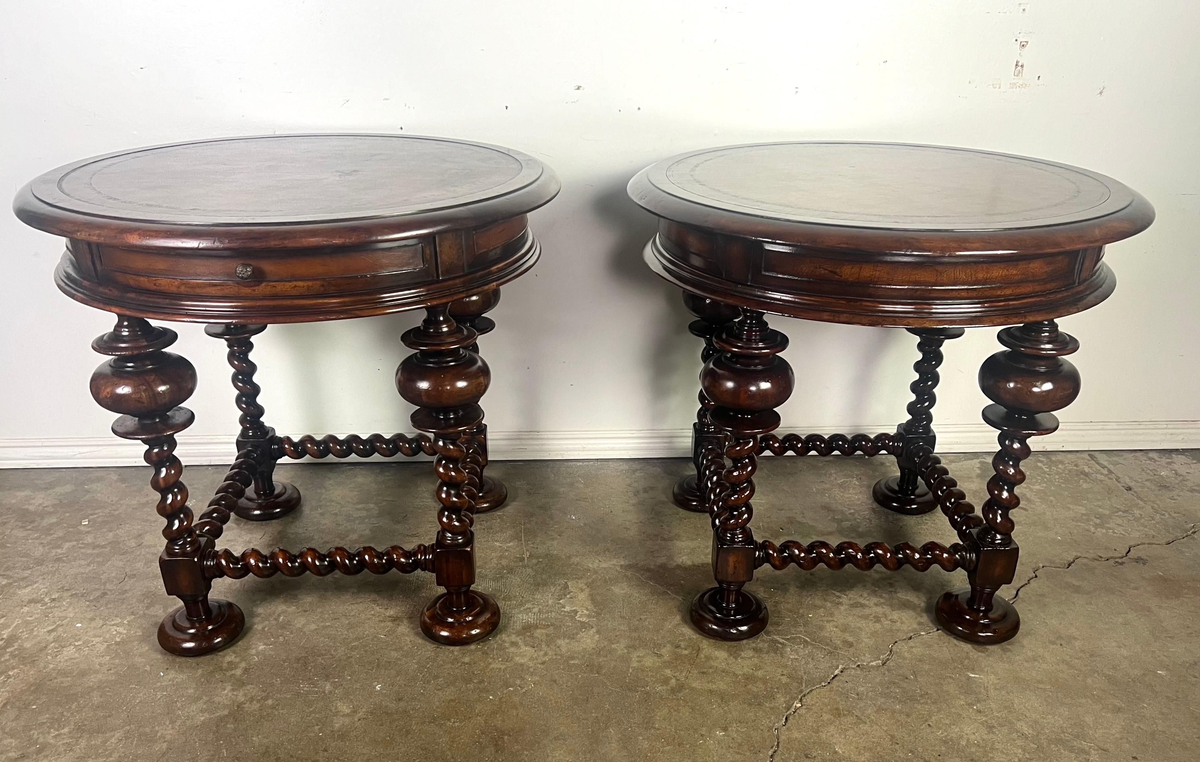 Pair of Leather Top Side Tables by John Richards For Sale 10