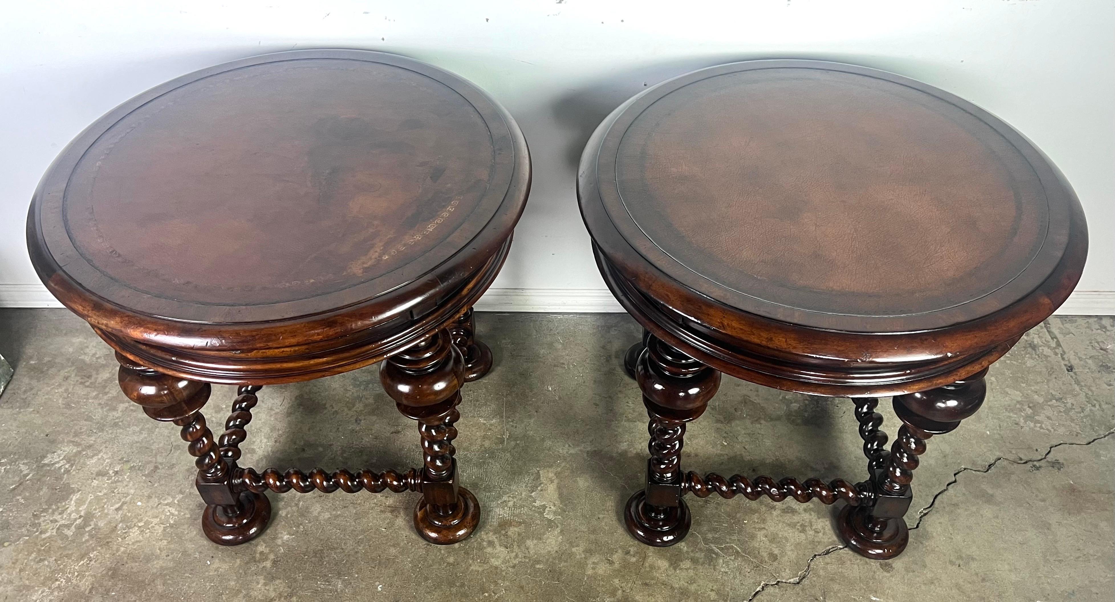 George II Pair of Leather Top Side Tables by John Richards For Sale