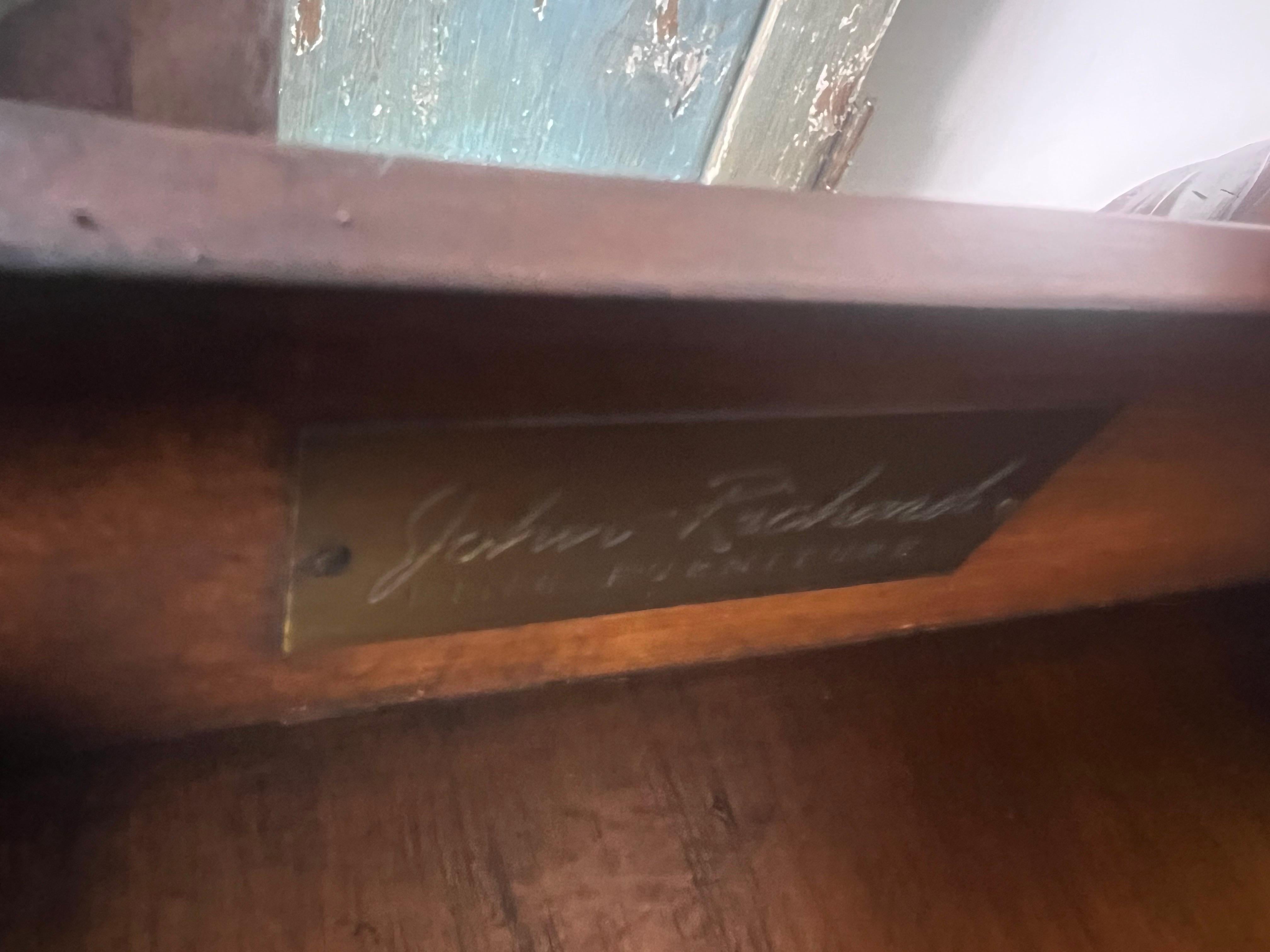 Pair of Leather Top Side Tables by John Richards In Good Condition For Sale In Los Angeles, CA