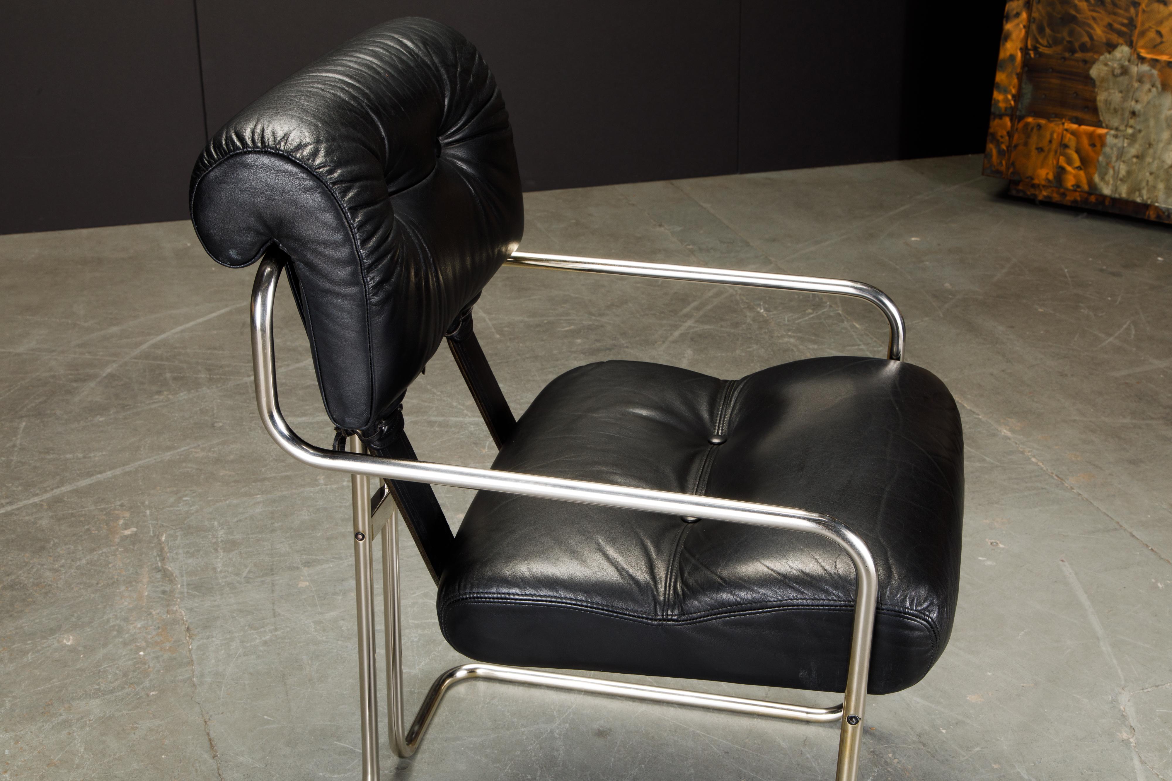 Pair of Leather 'Tucroma Chairs' by Guido Faleschini for i4 Mariani, 1970s 6