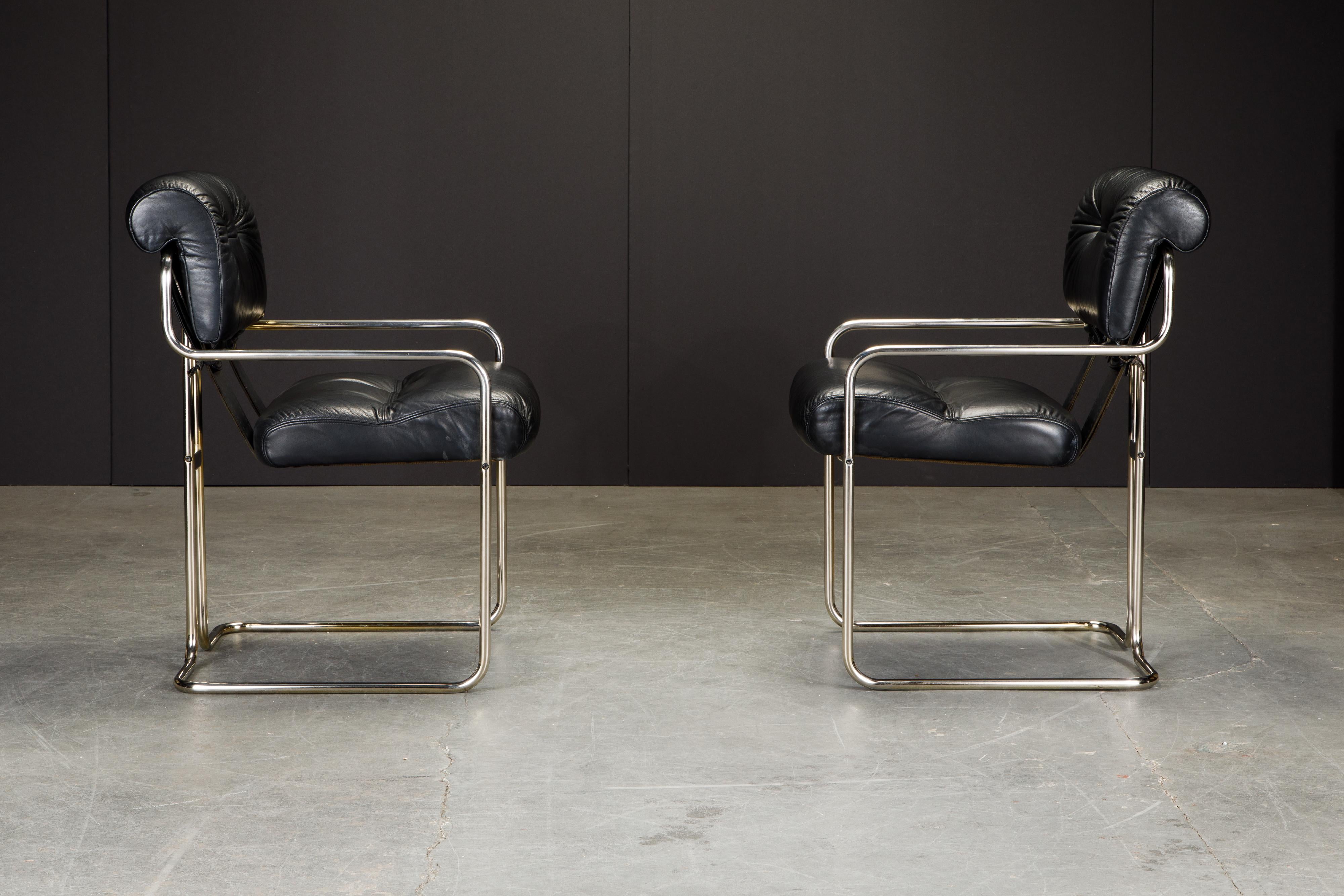 Italian Pair of Leather 'Tucroma Chairs' by Guido Faleschini for i4 Mariani, 1970s