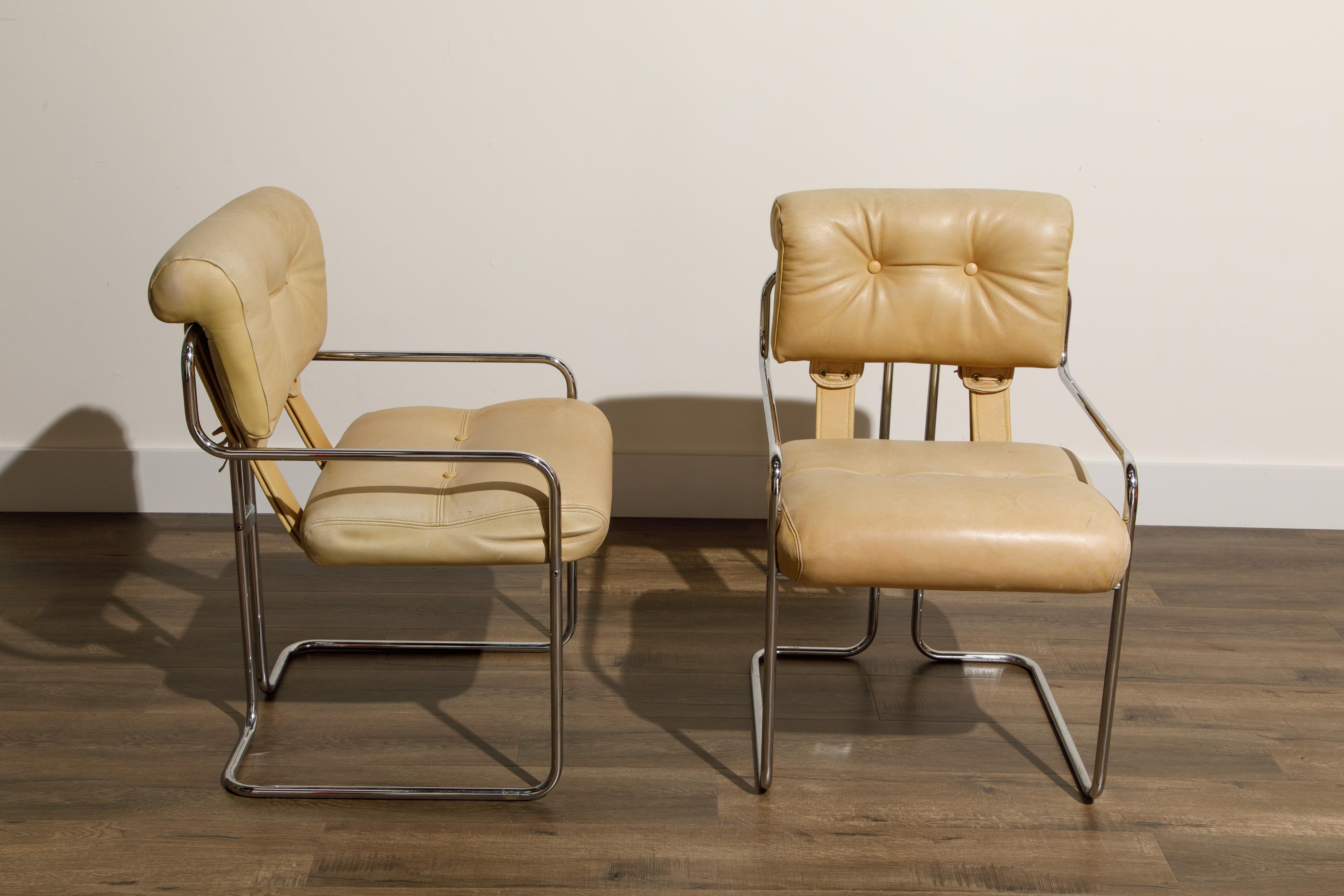 Italian Pair of Leather 'Tucroma' Chairs by Guido Faleschini for i4 Mariani, 1970s