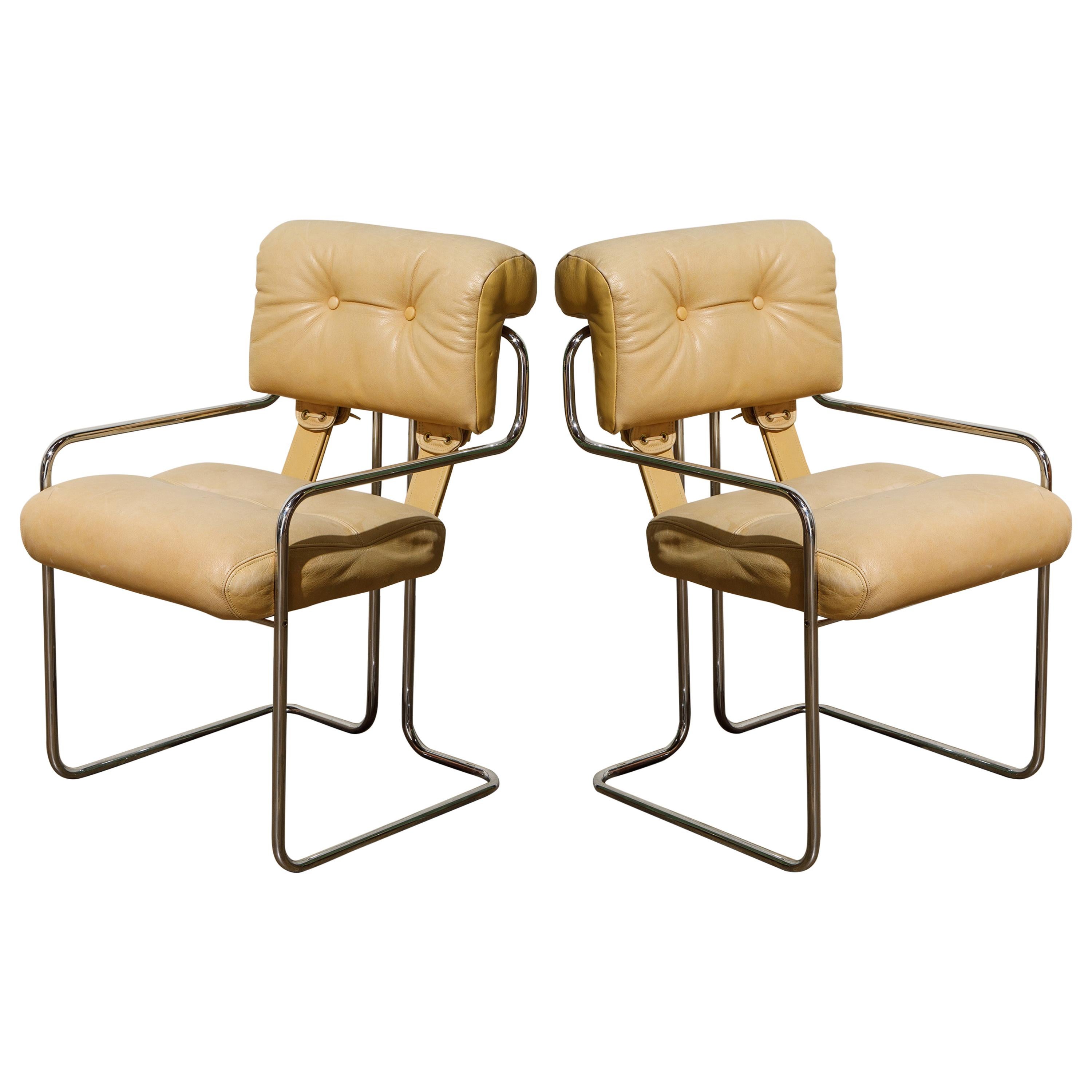 Pair of Leather 'Tucroma' Chairs by Guido Faleschini for i4 Mariani, 1970s