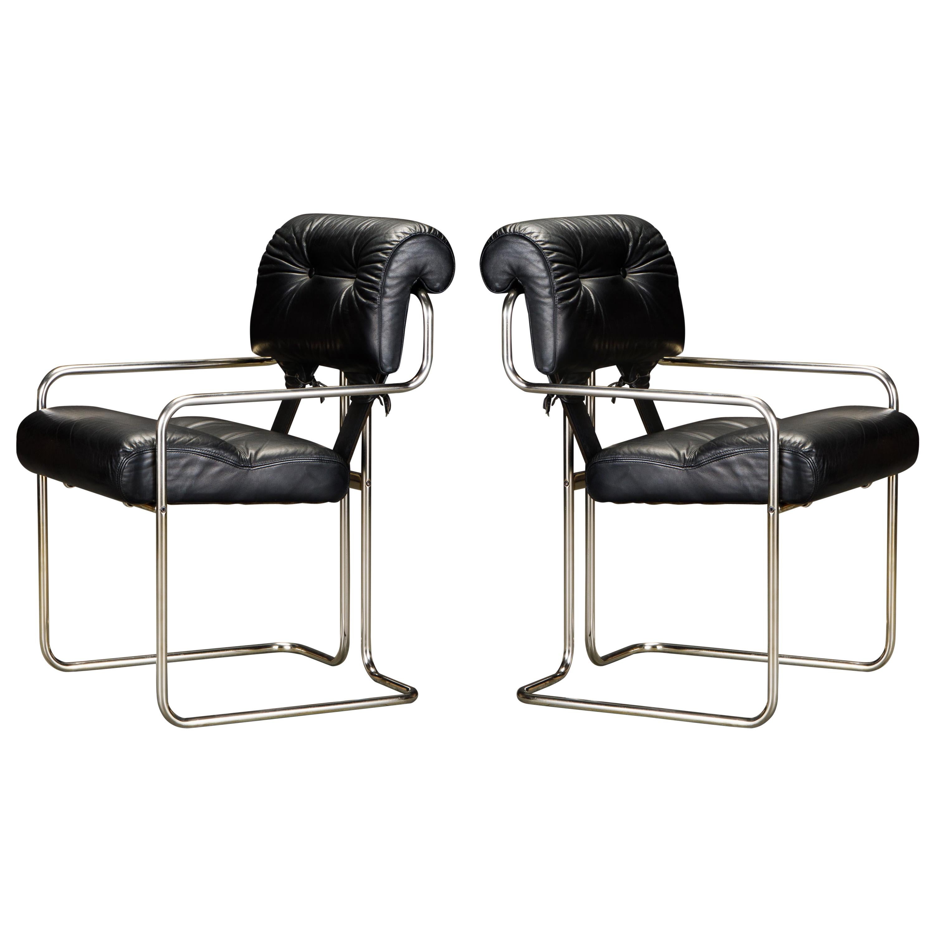 Pair of Leather 'Tucroma Chairs' by Guido Faleschini for i4 Mariani, 1970s