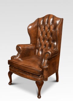 Pair of Leather Upholstered Wingback Armchairs