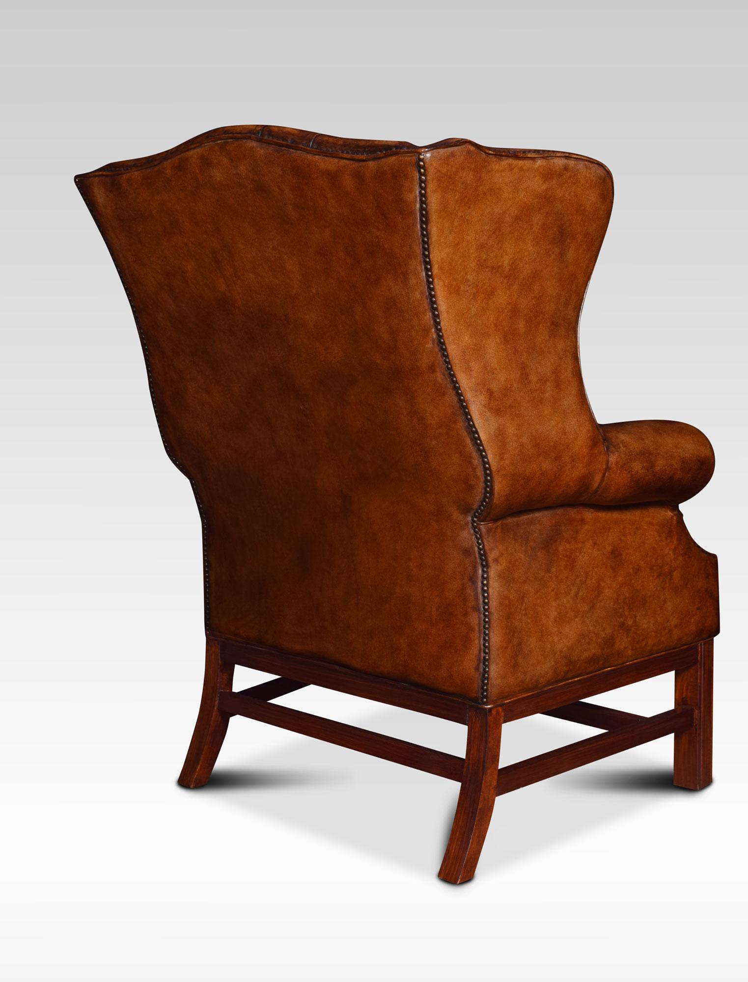 Pair of Leather Upholstered Wingback Armchairs 1