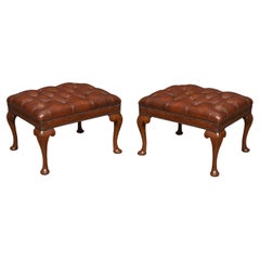 Pair of Leather Uppolstered Stools