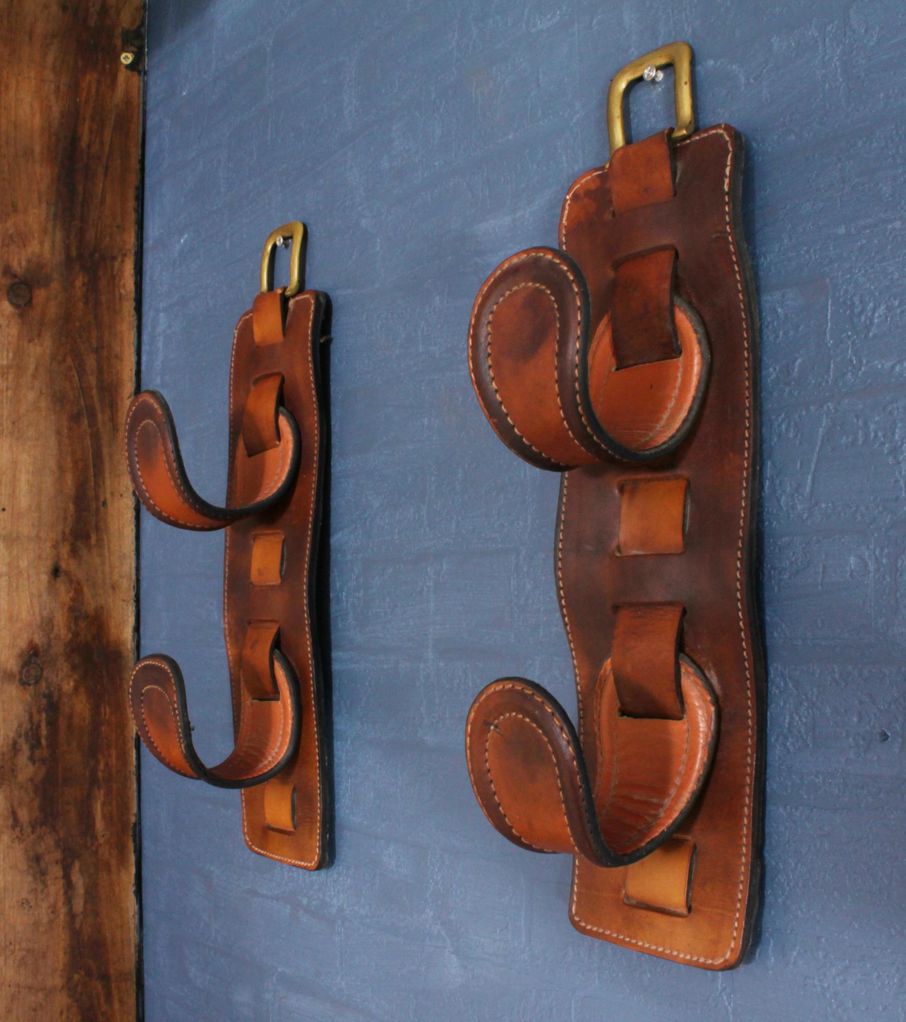 Other Pair of Leather Wine Holders by Jacques Adnet, circa 1940