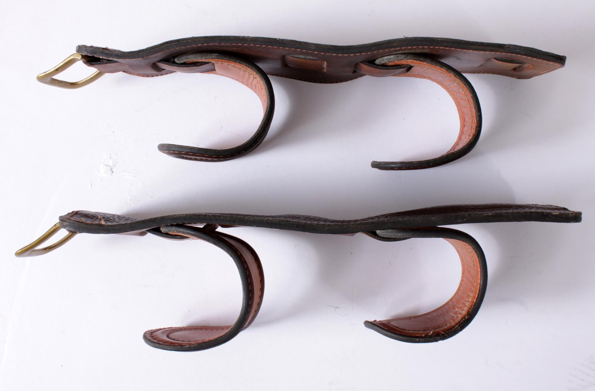 Pair of Leather Wine Holders by Jacques Adnet, circa 1940 2