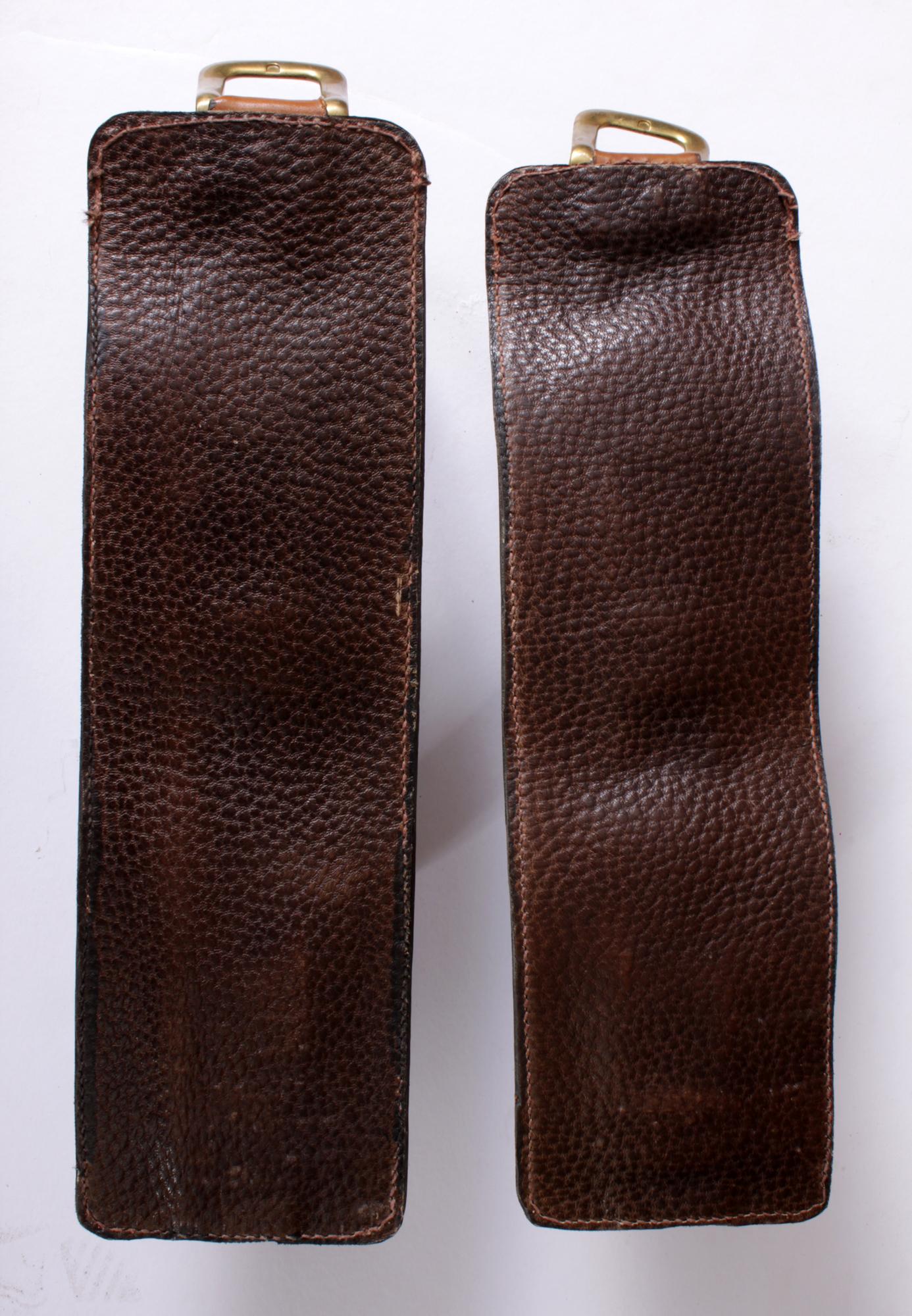 Pair of Leather Wine Holders by Jacques Adnet, circa 1940 3