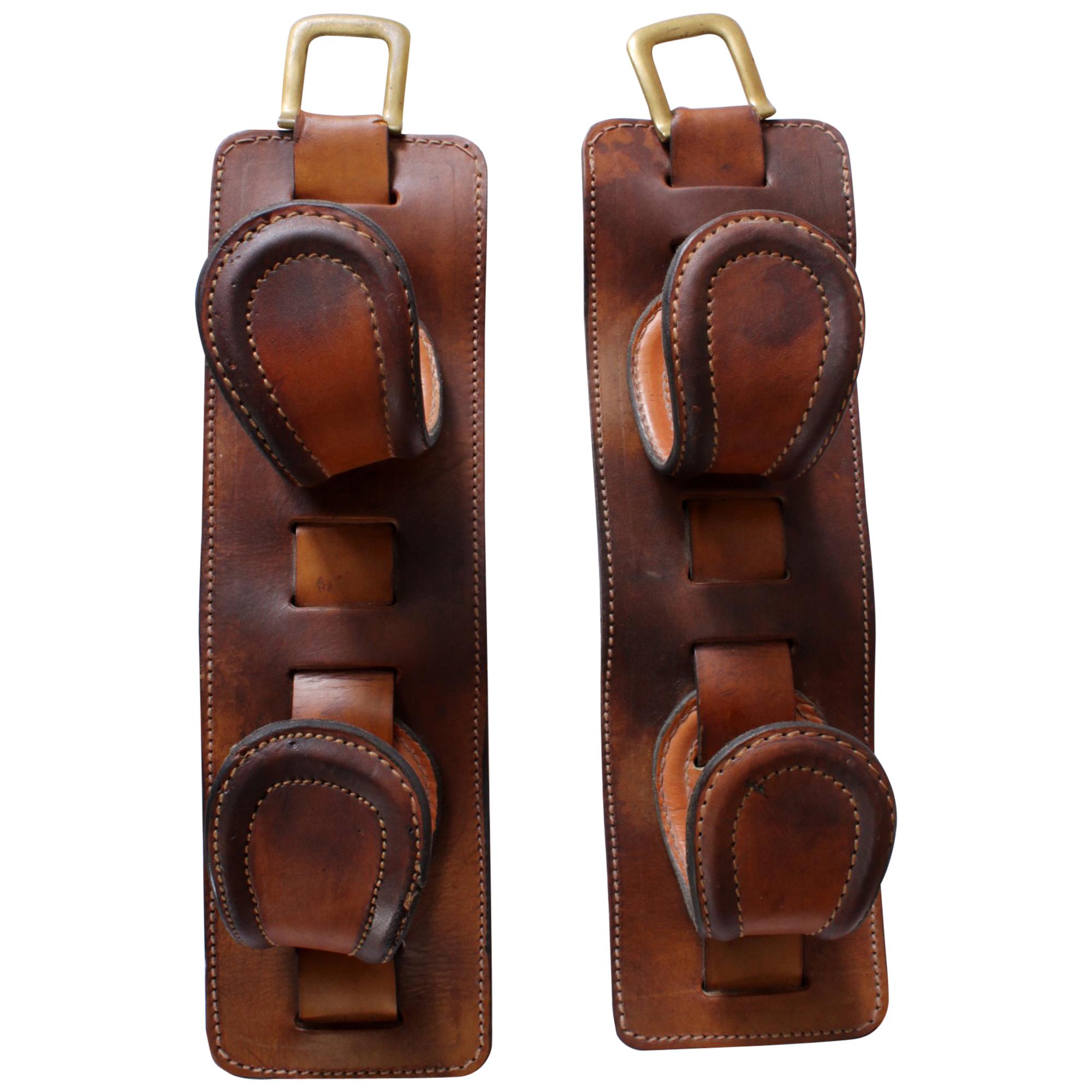 Pair of Leather Wine Holders by Jacques Adnet, circa 1940