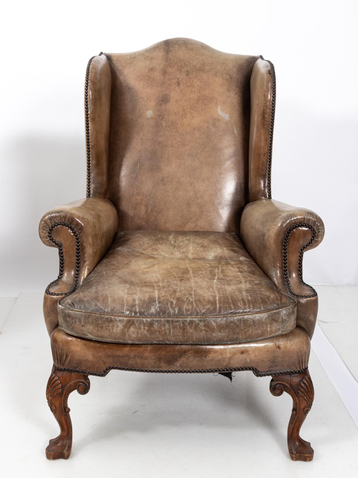 Pair of Leather Wingback Armchairs 8