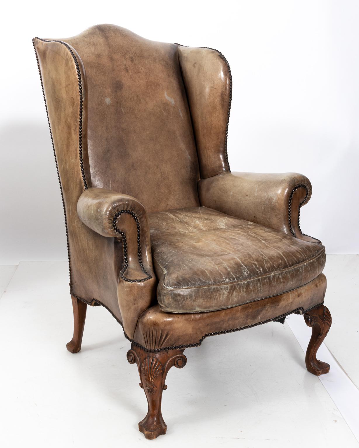 Pair of Leather Wingback Armchairs 11