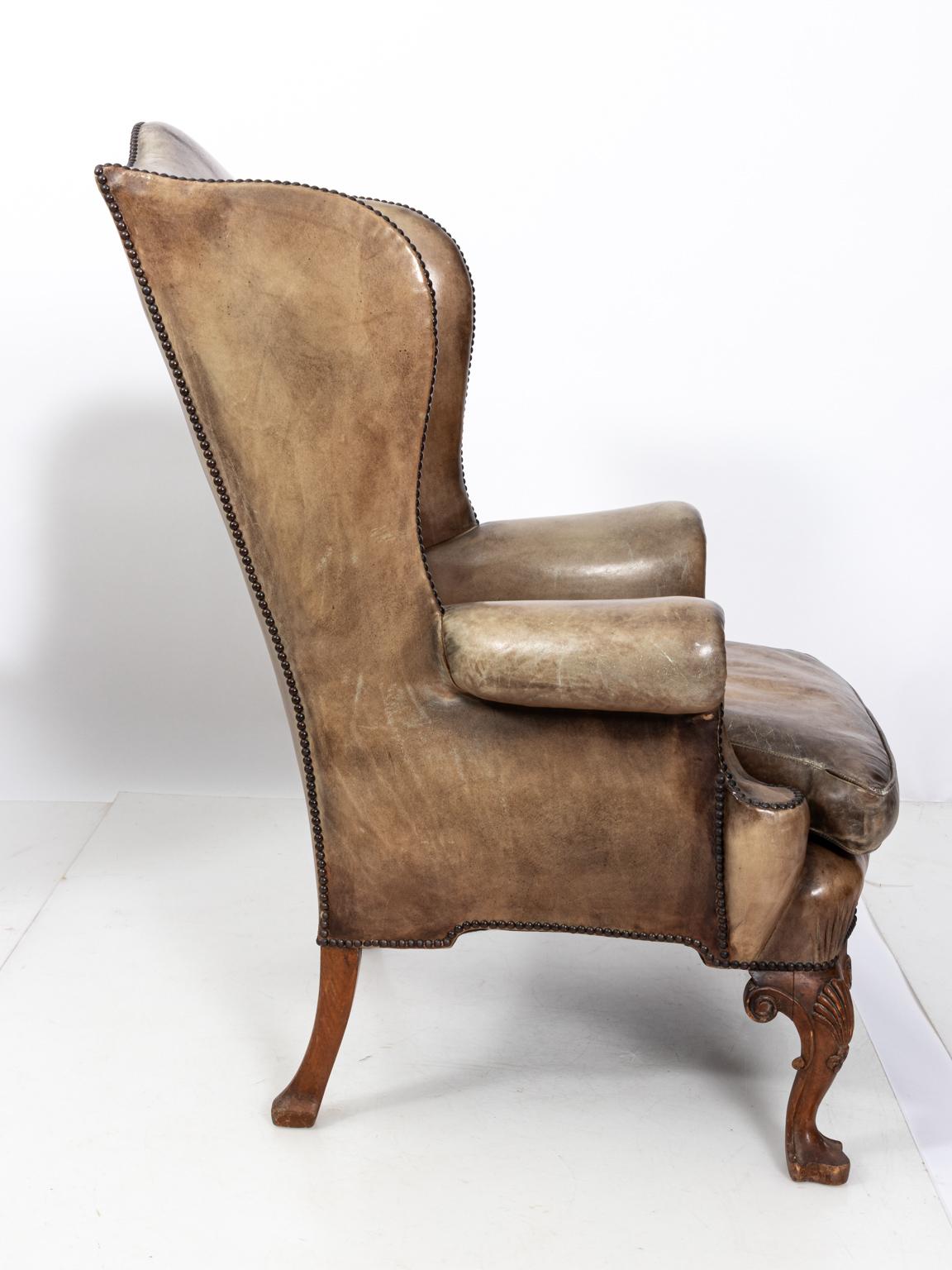 Pair of Leather Wingback Armchairs 12