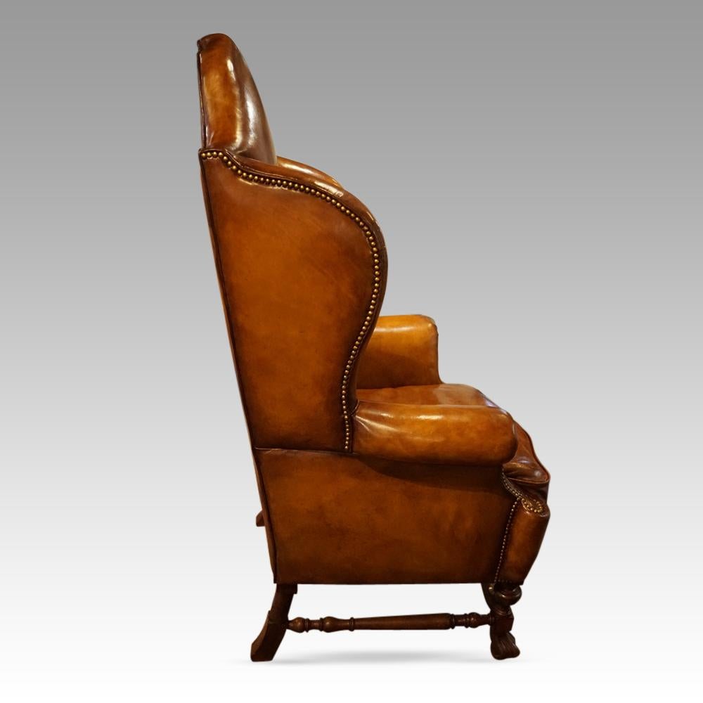 Pair of leather wingback chairs For Sale 1