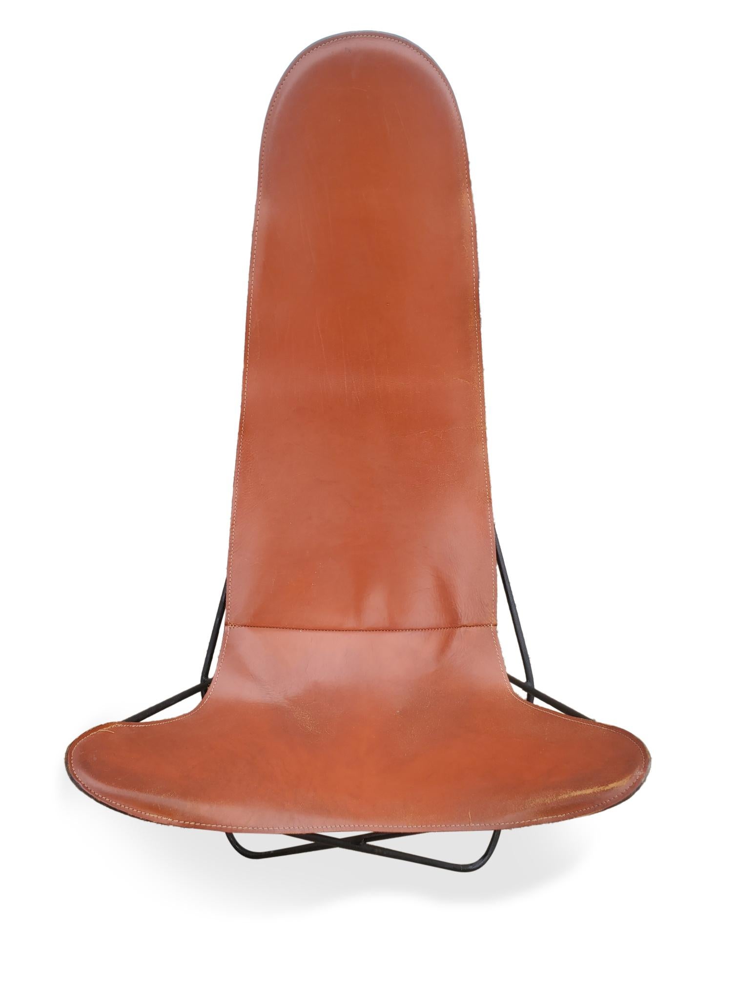 Pair of Leathercrafter New York Leather Highback Sling Lounge Chairs  For Sale 5