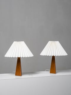 Pair of Leatherette & Brass Table Lamps by Lisa Johansson-Pape for Orno, 1960s