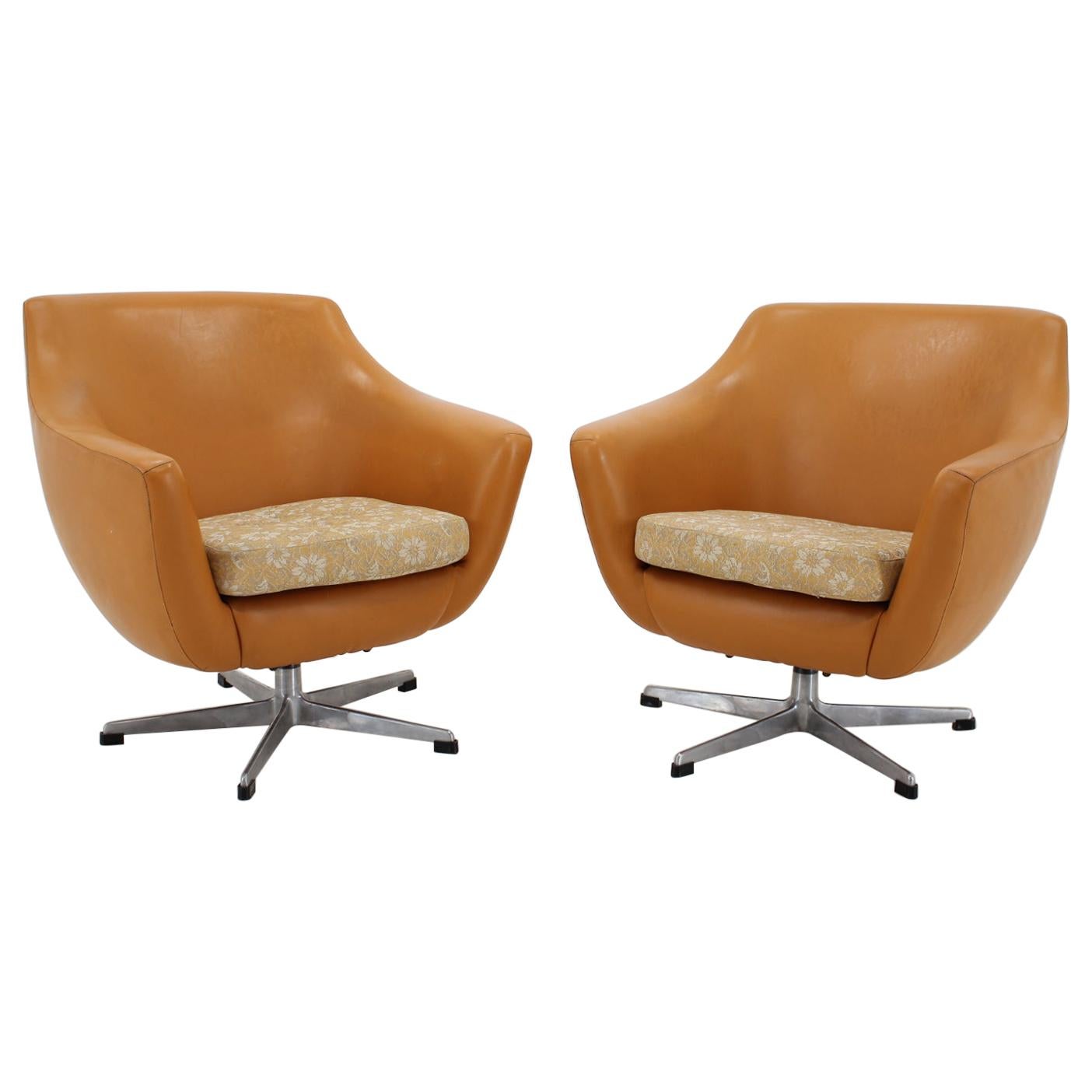 Pair of Leatherette Swivel Chairs, 1970s